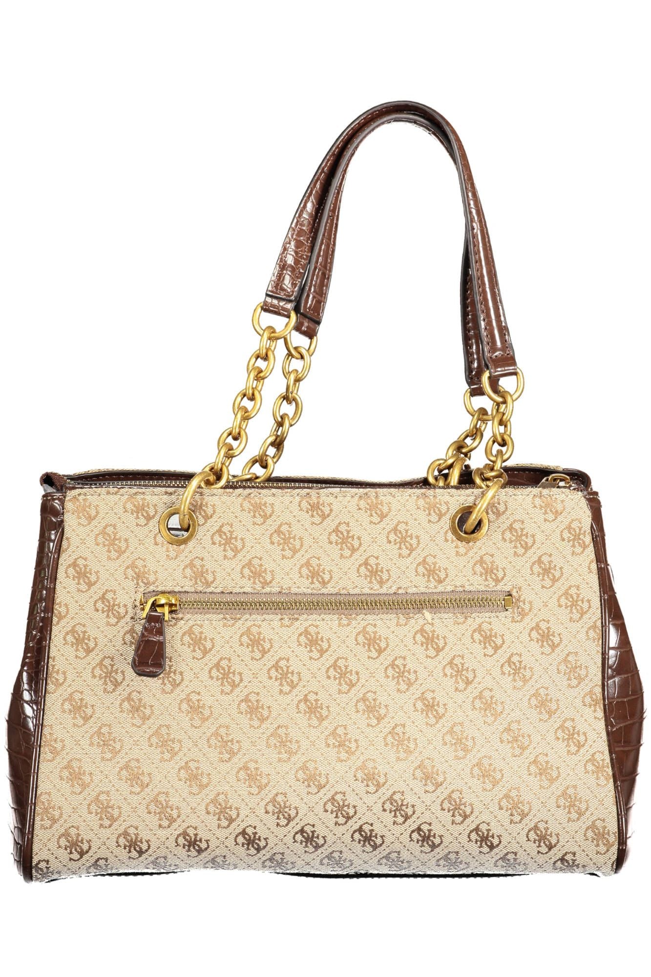 Brown Polyester Women Handbag