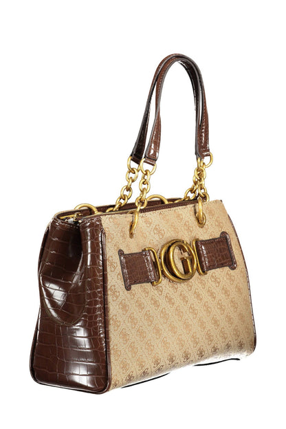 Brown Polyester Women Handbag