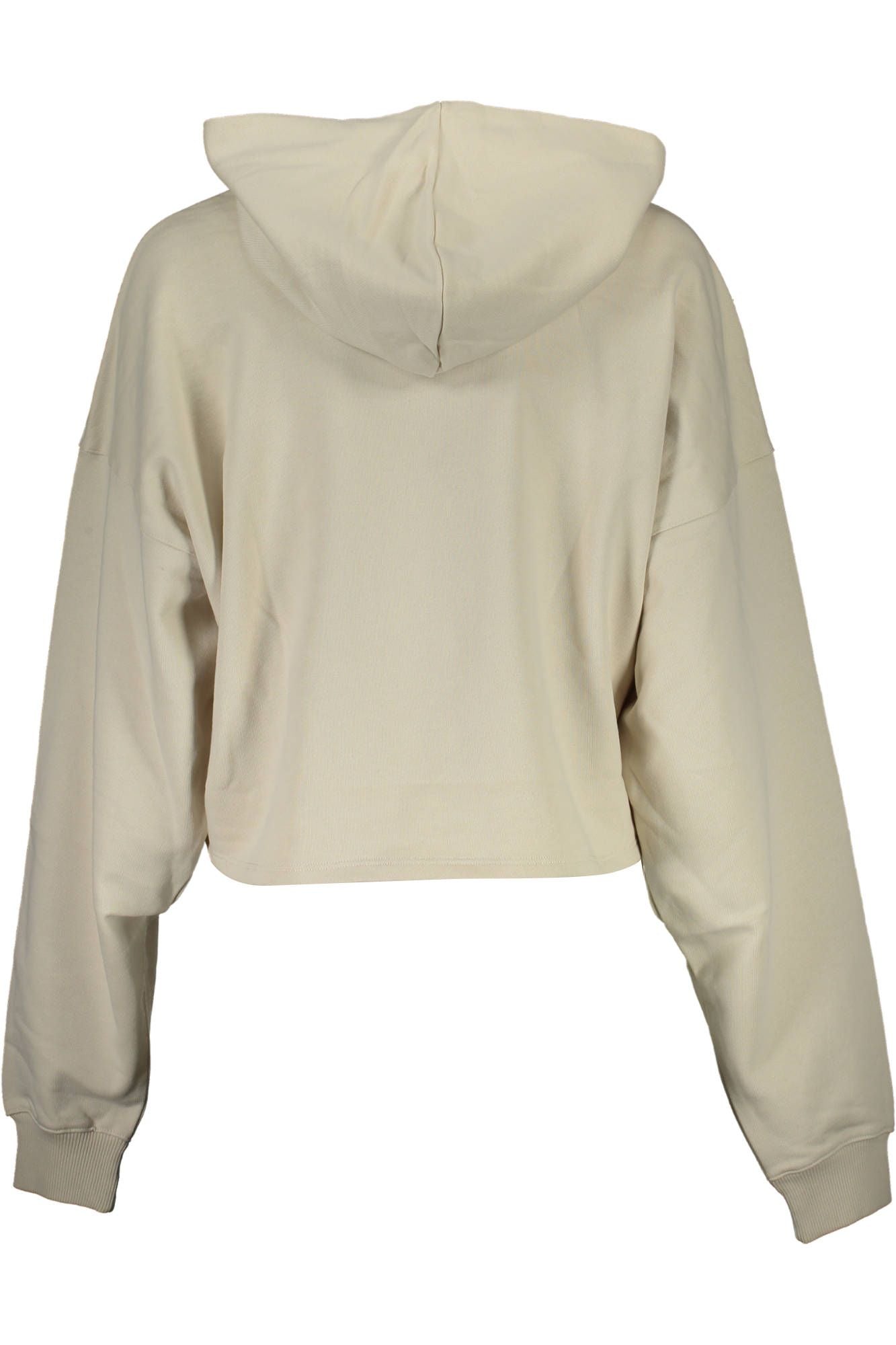 Chic Cropped Logo Hoodie in Beige