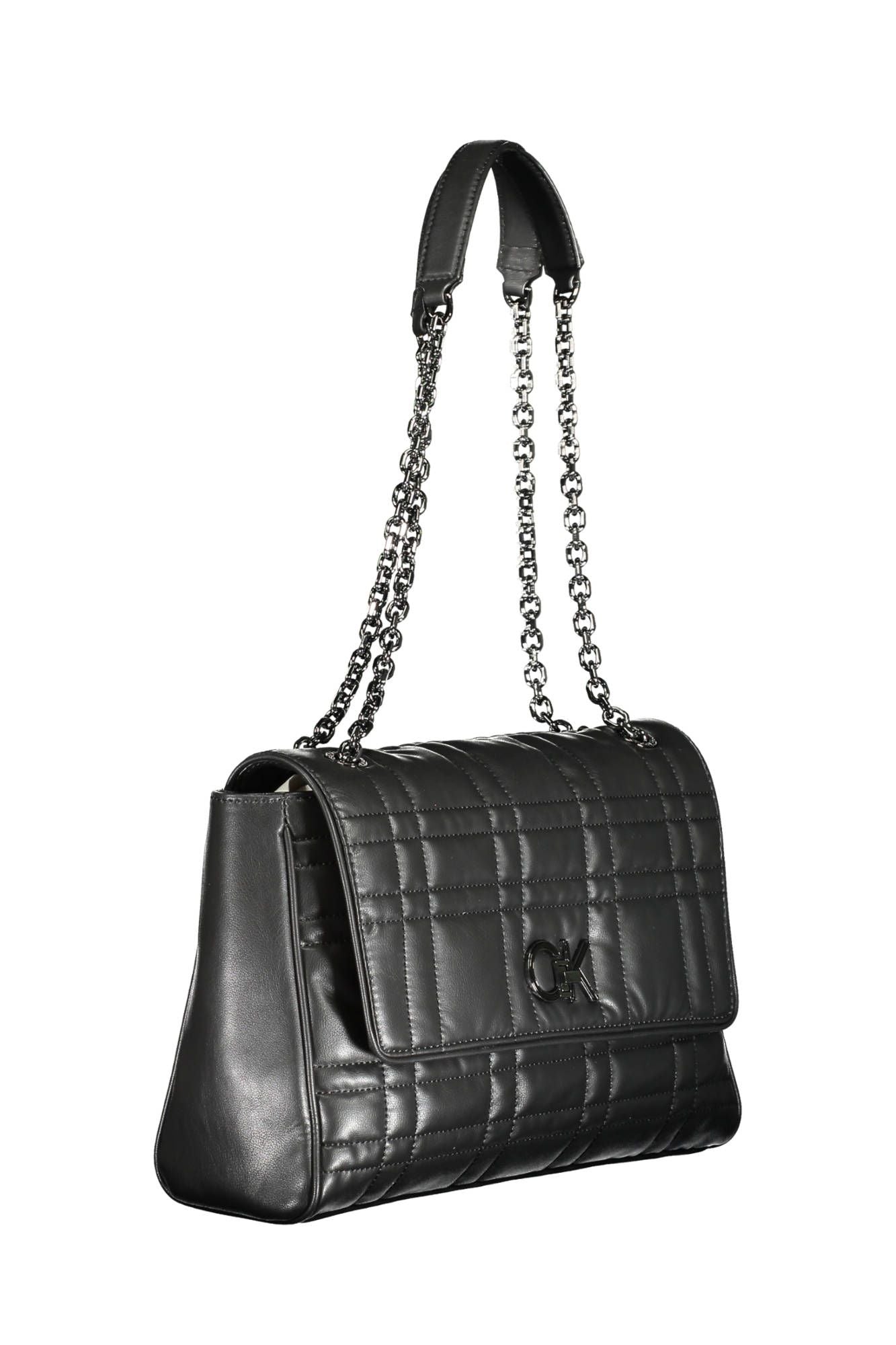 Elegant Black Chain-Handle Bag with Twist Lock