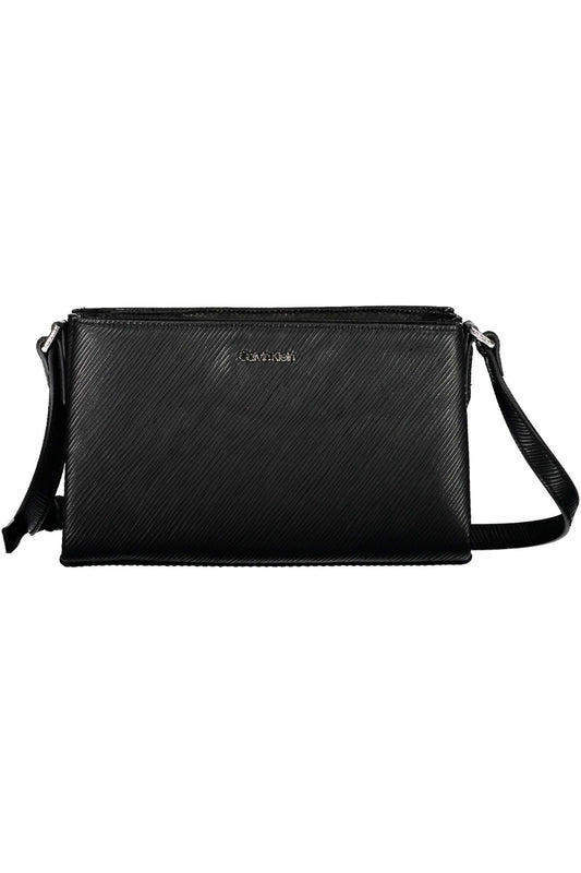 Eco-Chic Black Shoulder Bag with Contrasting Details