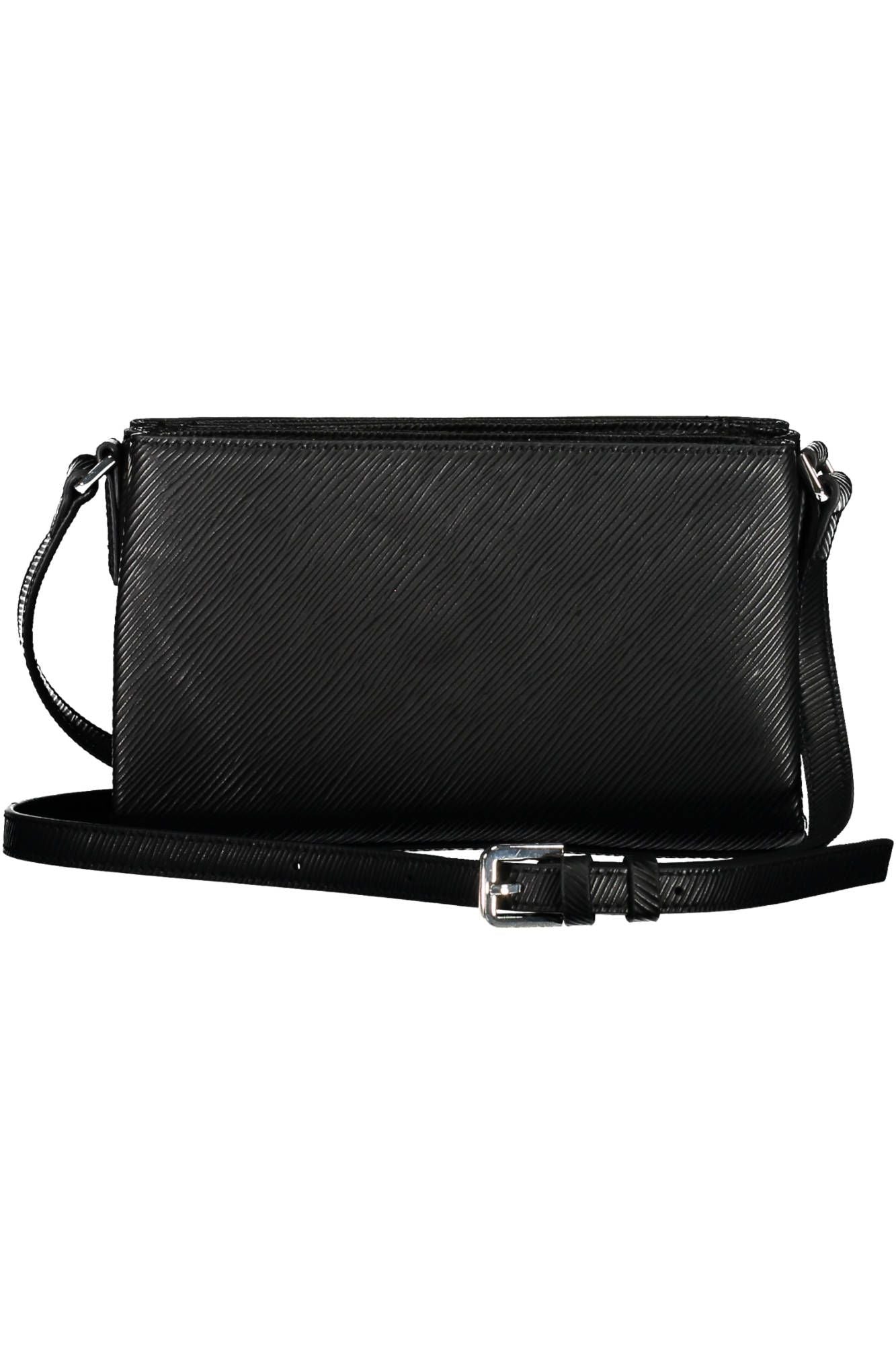 Eco-Chic Black Shoulder Bag with Contrasting Details