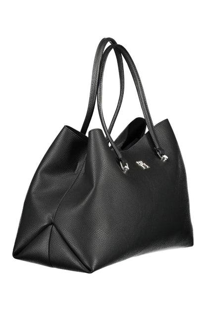 Elegant Black Polyester Shoulder Bag