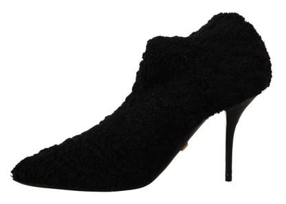 Elegant Black Mid-Calf Viscose Boots