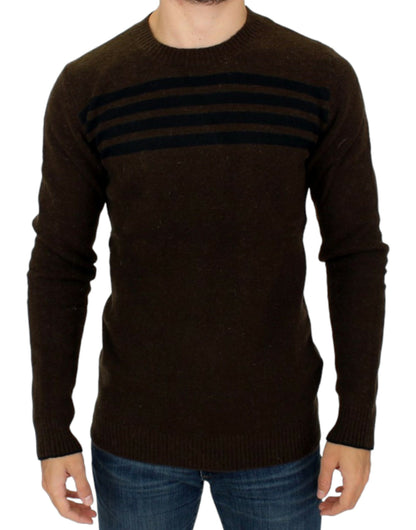 Elegant Crewneck Striped Sweater Pullover