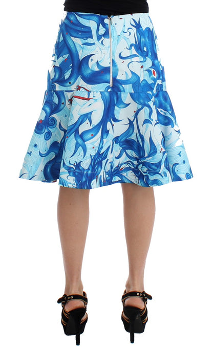 Elegant Fresco-Print Knee-Length Skirt