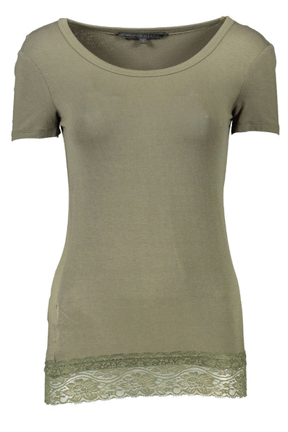 Green Cotton Women T-Shirt