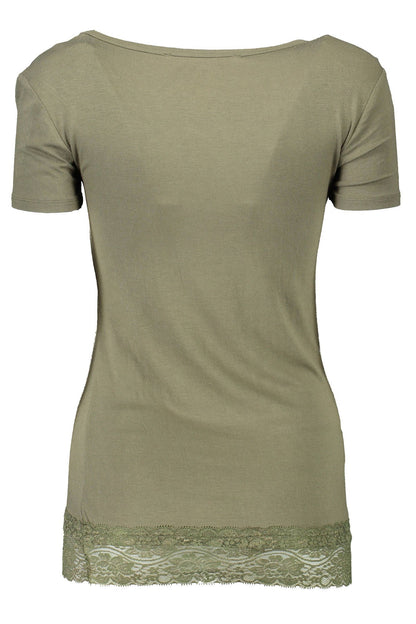 Green Cotton Women T-Shirt