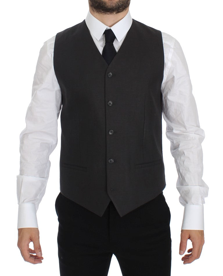 Elegant Gray Linen Slim Fit Blazer and Vest