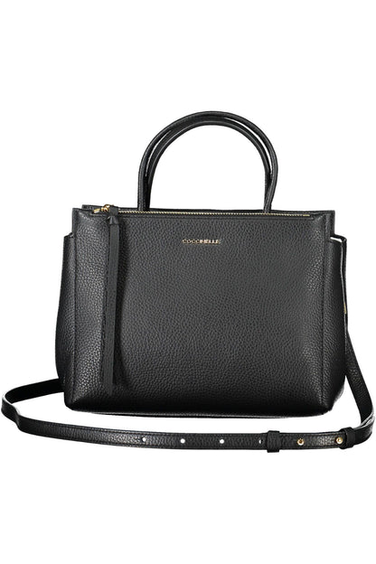 Elegant Black Leather Handbag With Versatile Straps