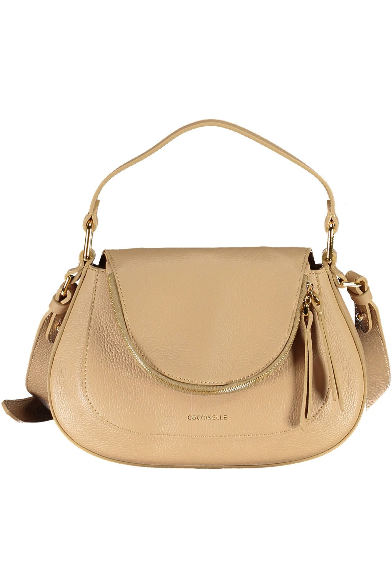 Beige Leather Women Handbag