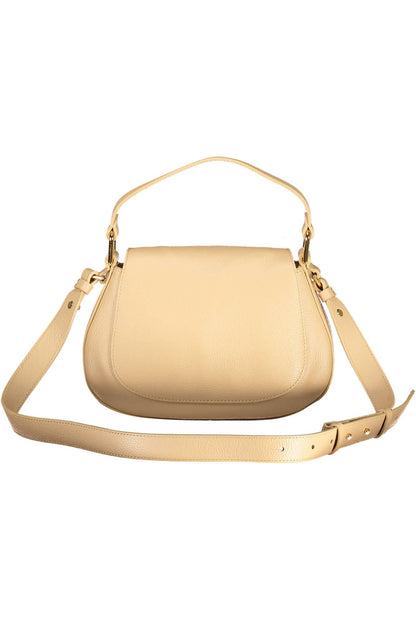 Beige Leather Women Handbag