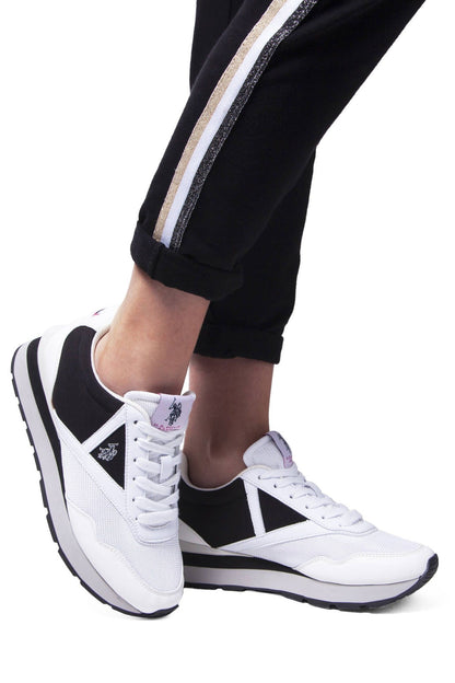 White Polyester Women Sneaker