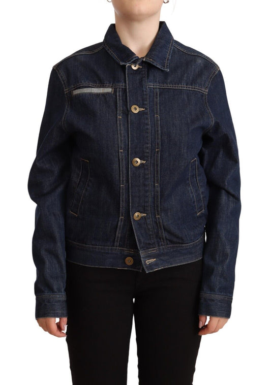 Elegant Dark Blue Denim Jacket