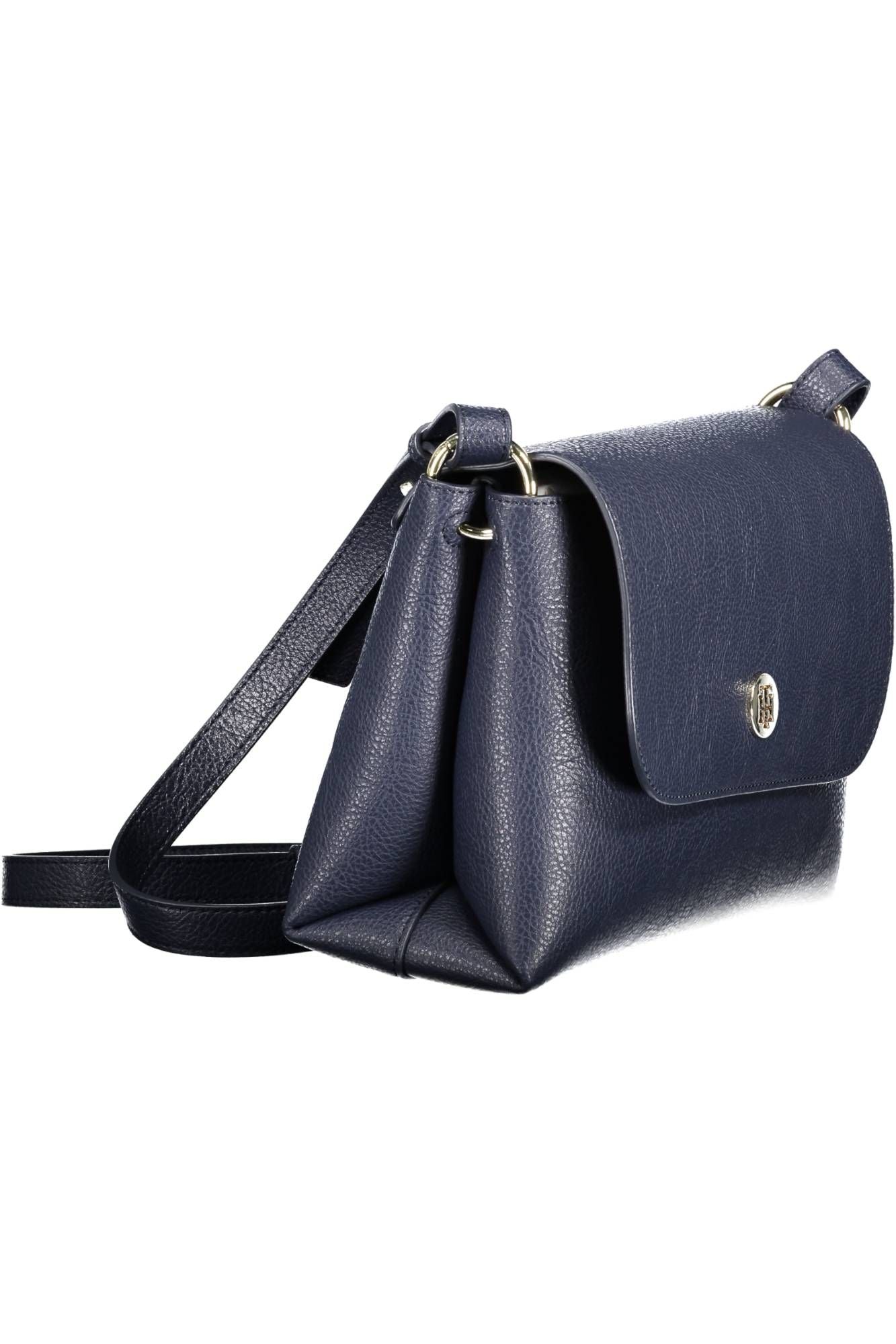 Chic Blue Designer Handbag with Logo Detail