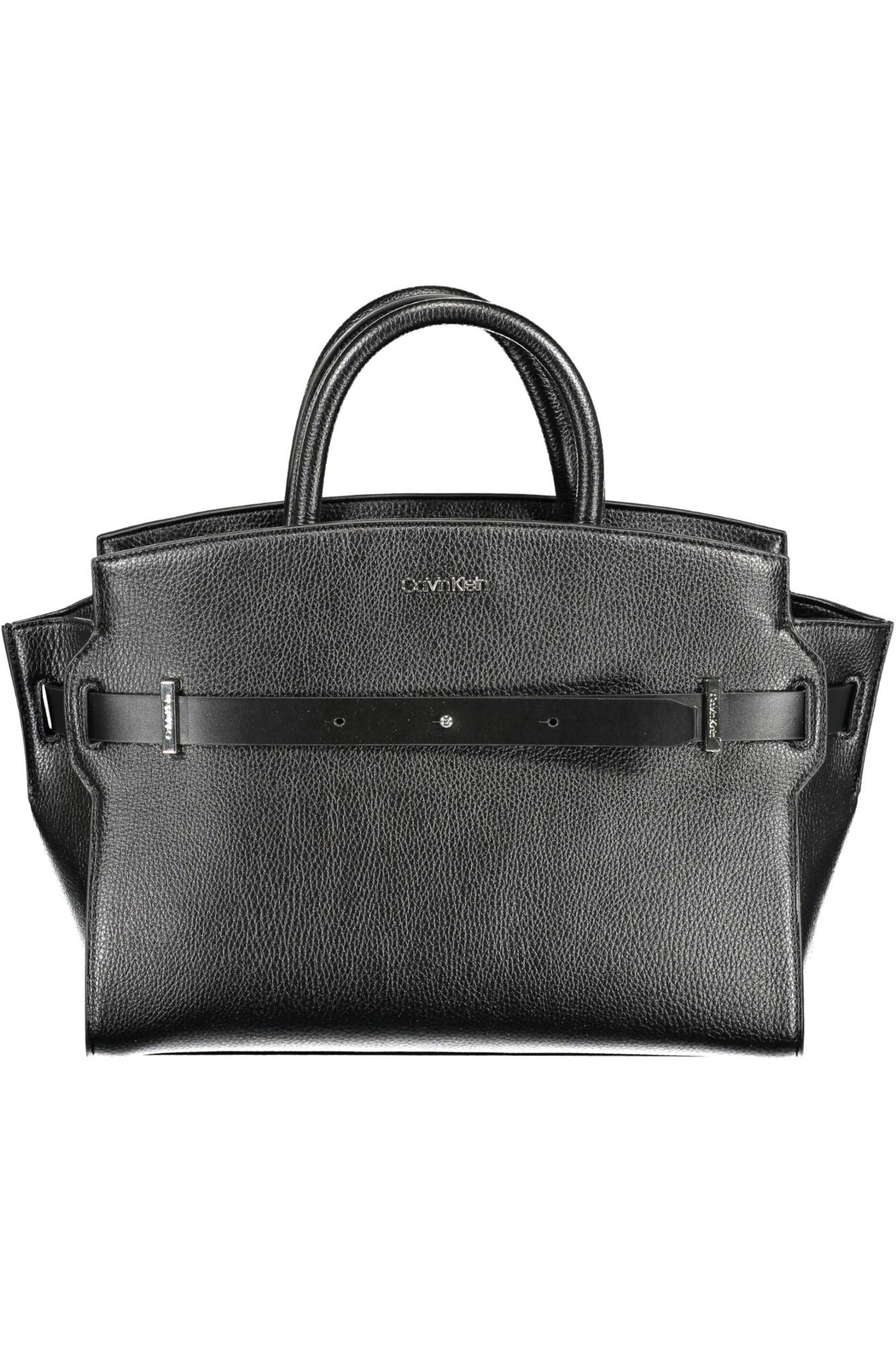 Chic Black Handbag with Contrasting Details