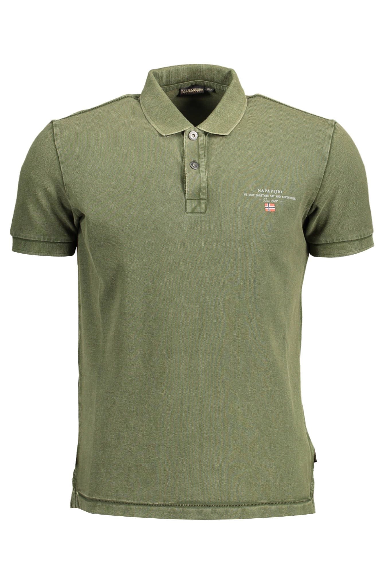 Green Cotton Men Polo Shirt