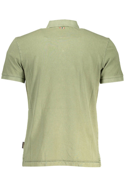 Green Cotton Men Polo Shirt