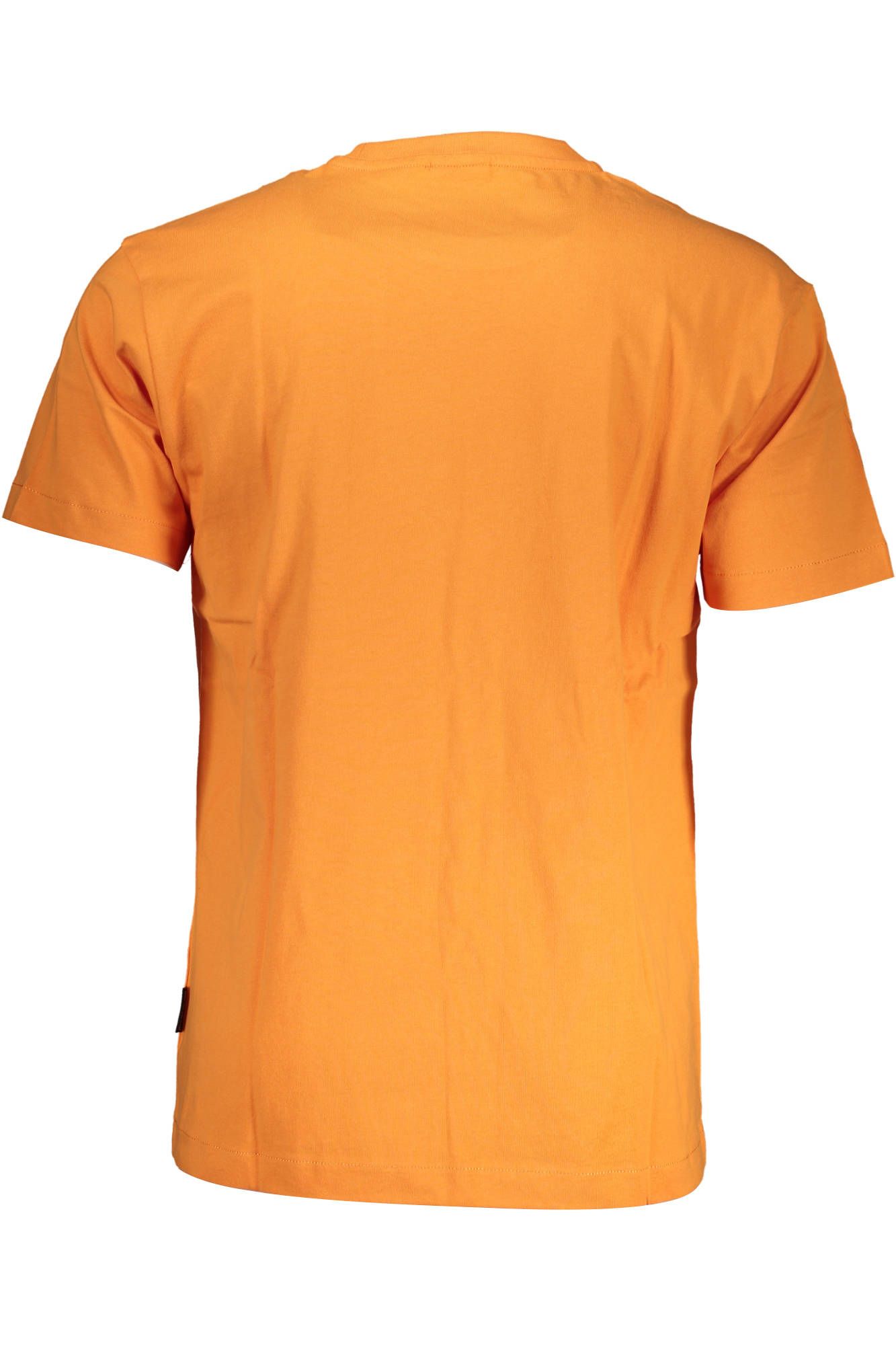 Vibrant Orange Round Neck Tee with Logo Print