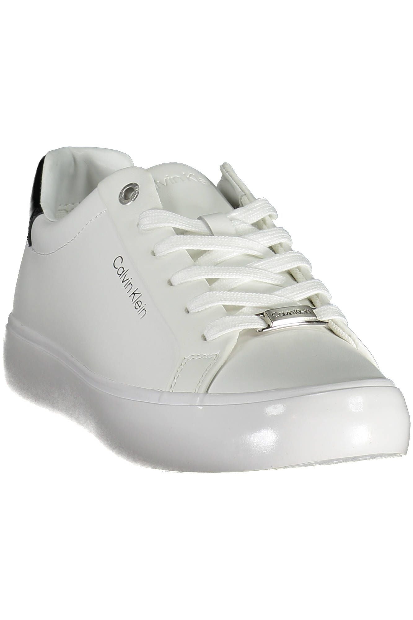 Sleek White Contrasting Lace-up Sneakers