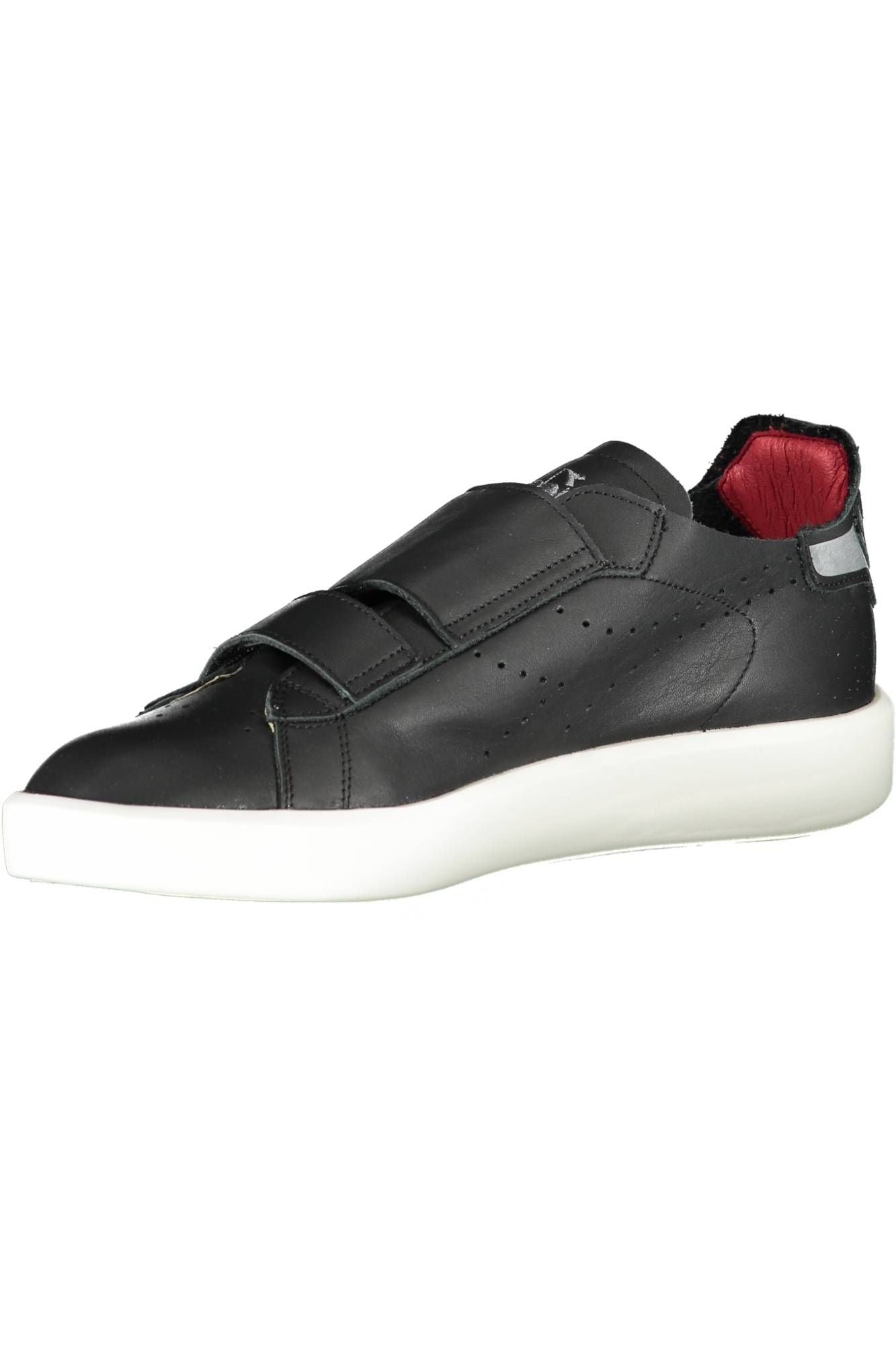 Sleek Black Leather Sneakers with Contrast Details