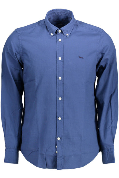 Elegant Blue Cotton Long Sleeve Shirt