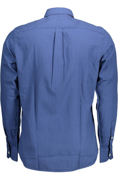 Elegant Blue Cotton Long Sleeve Shirt