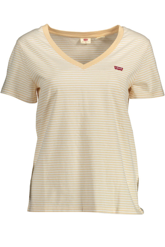 Chic Beige Organic Cotton V-Neck Tee