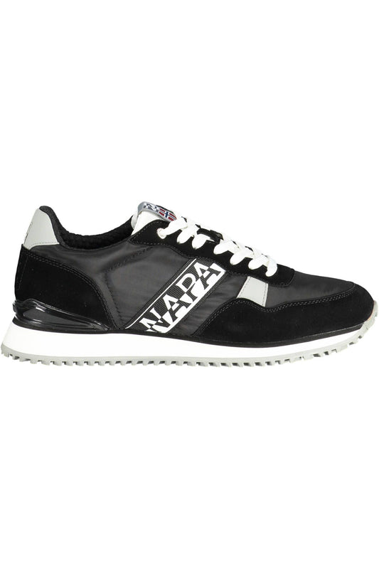 Sleek Black Lace-Up Sports Sneakers