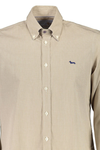 Beige Cotton Men Shirt