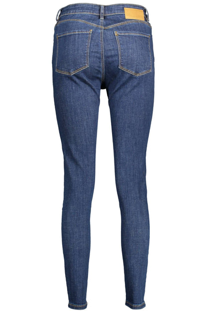 Chic Embroidered Blue Jeans with Stretch Comfort