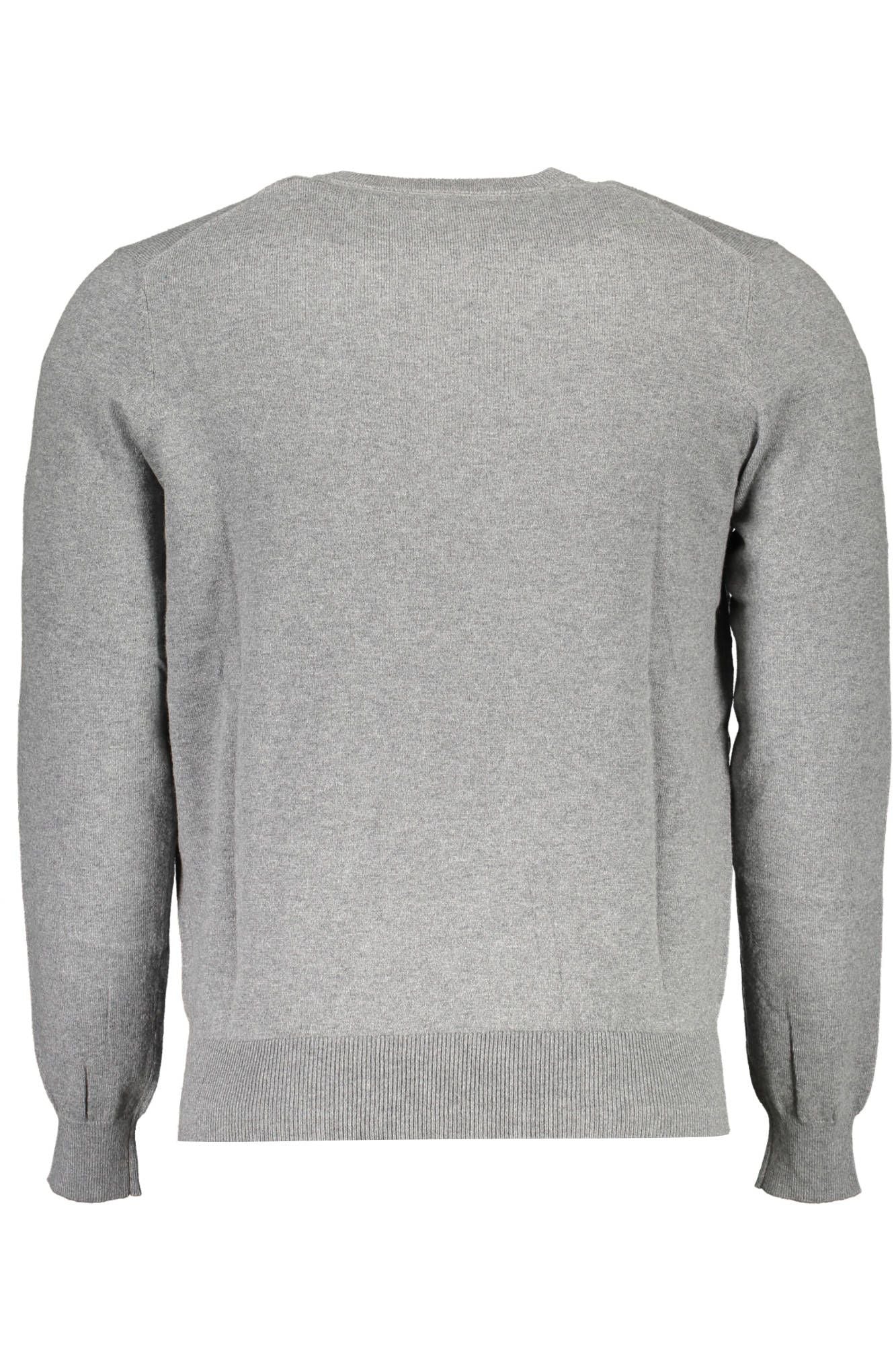 Eco-Conscious Gray Knit Sweater With Logo Detail