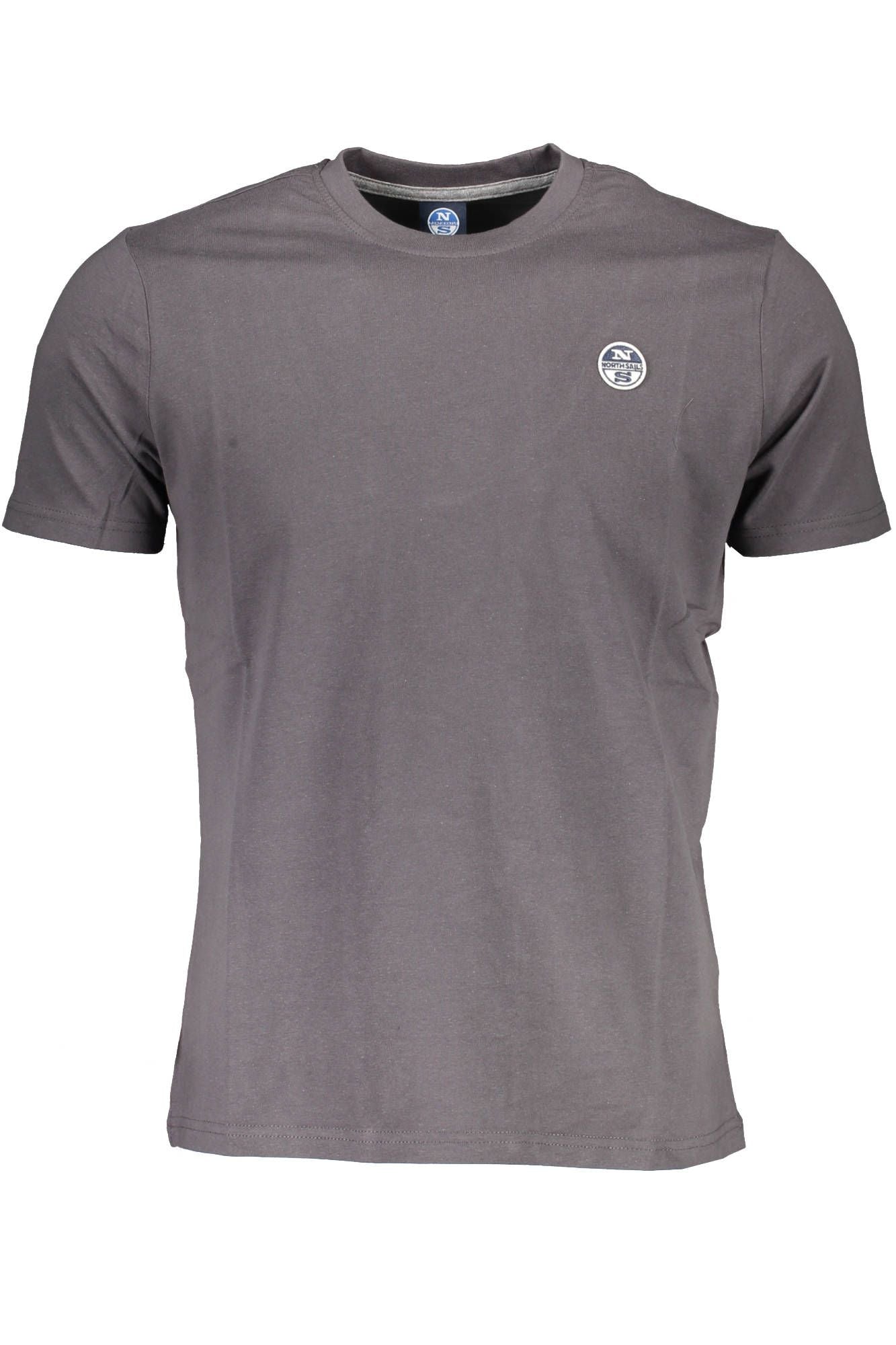 Sleek Gray Cotton Tee with Iconic Detailing