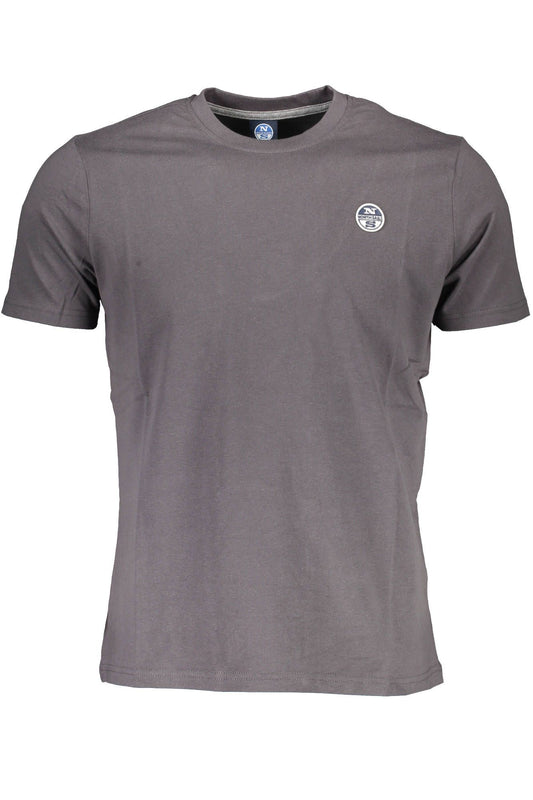 Sleek Gray Cotton Tee with Iconic Detailing