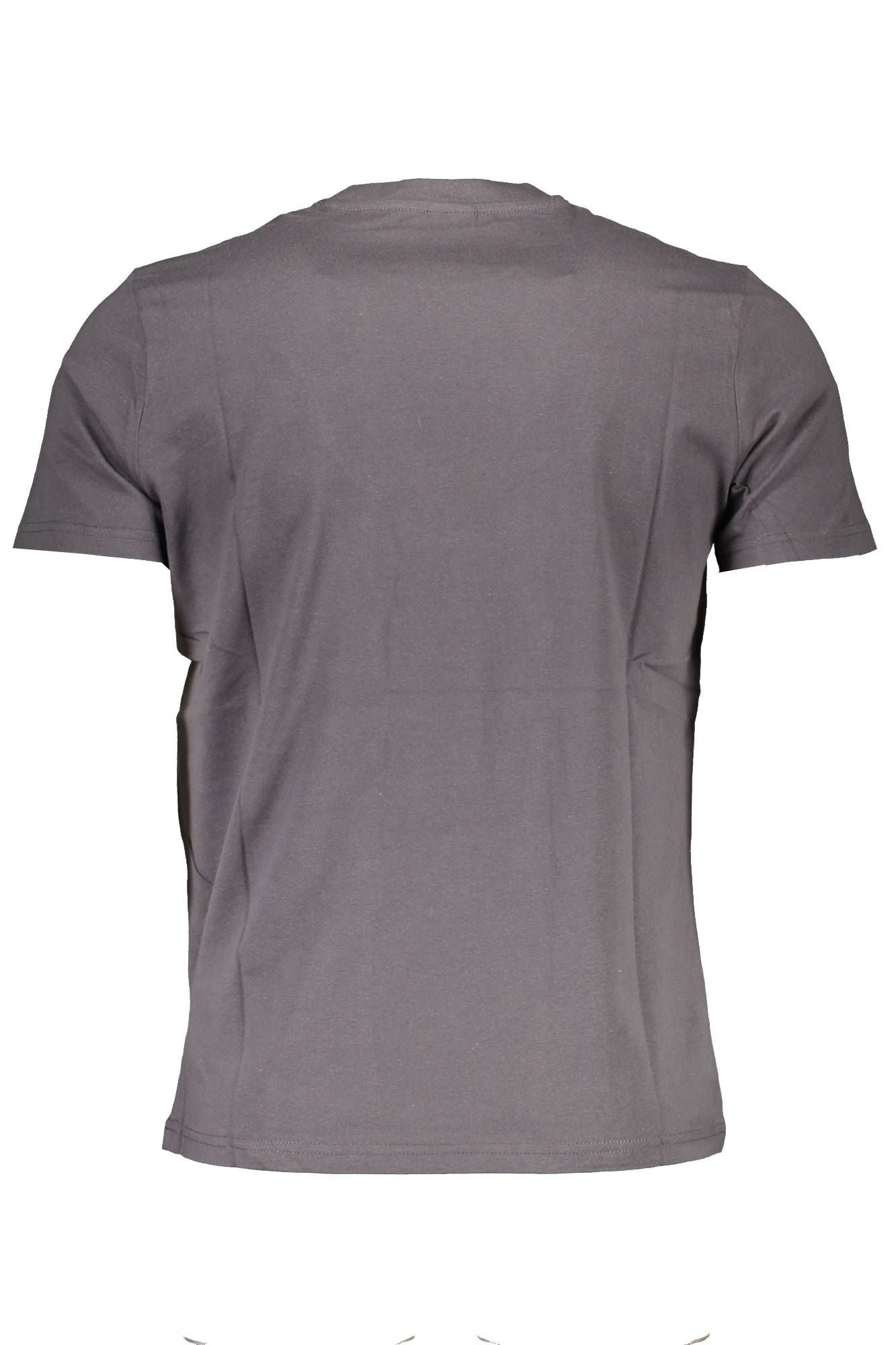 Sleek Gray Cotton Tee with Iconic Detailing