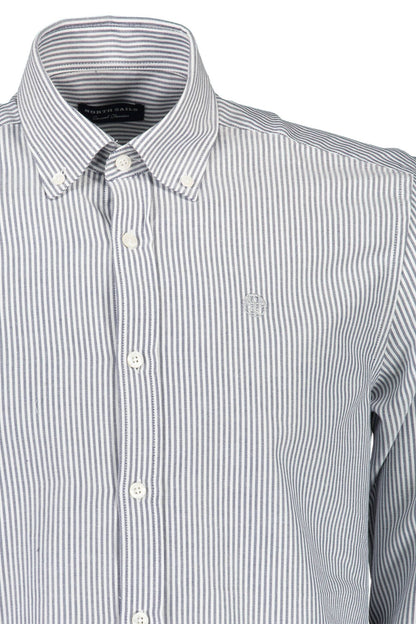 Elegant Blue Cotton Button-Down Shirt