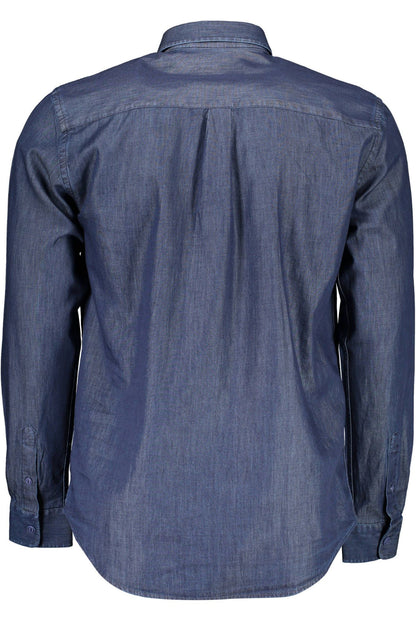 Blue Cotton Men Shirt