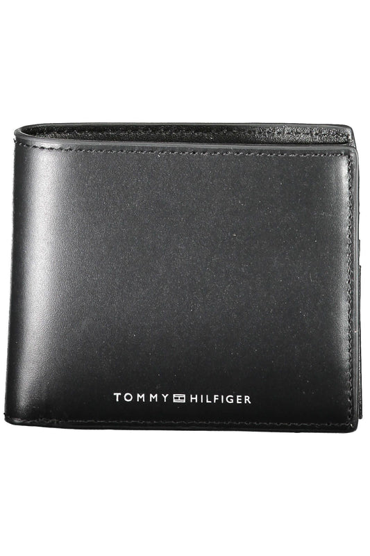 Elegant Black Leather Dual-Compartment Men's Wallet