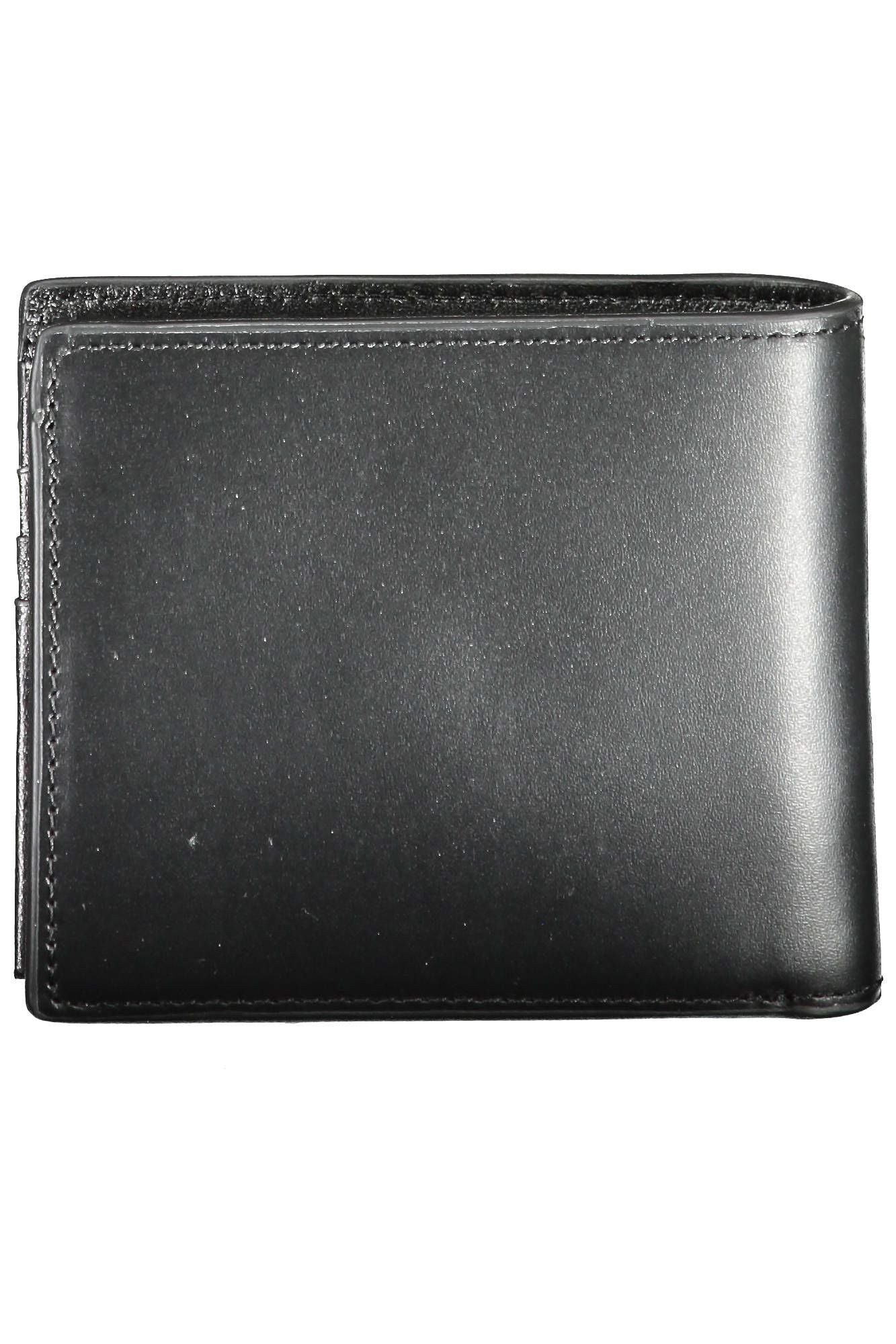 Elegant Black Leather Dual-Compartment Men's Wallet