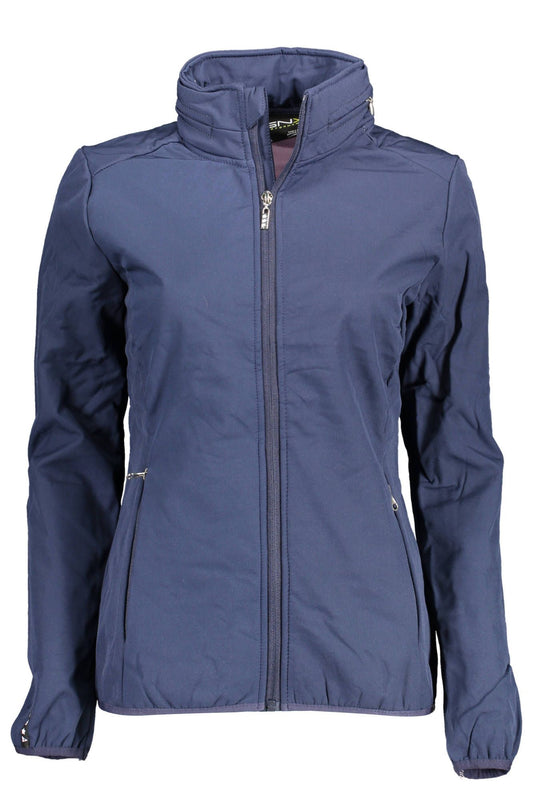 Chic Blue Sportswear Jacket with Removable Hood