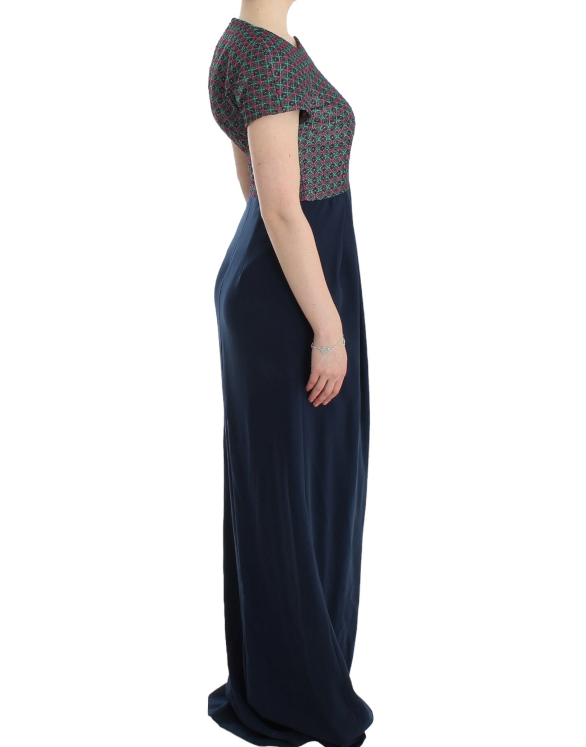 Multicolor Short Sleeve Doris Long Dress