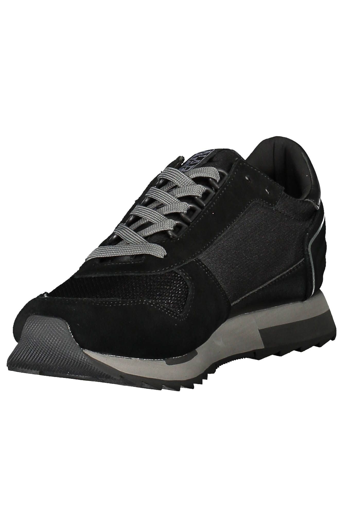 Sleek Black Lace-Up Sneakers with Contrasting Details