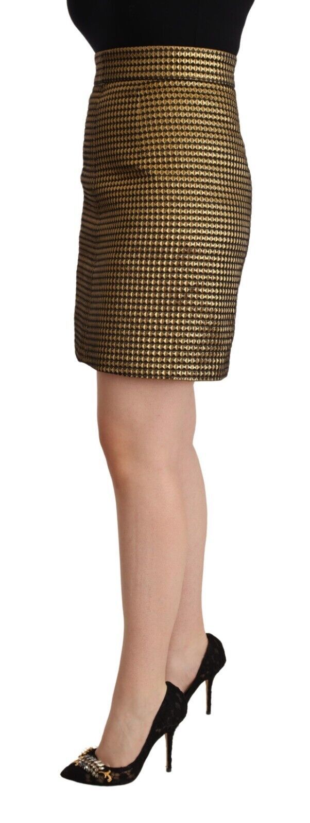 Elegant High-Waisted Gold-Black Skirt