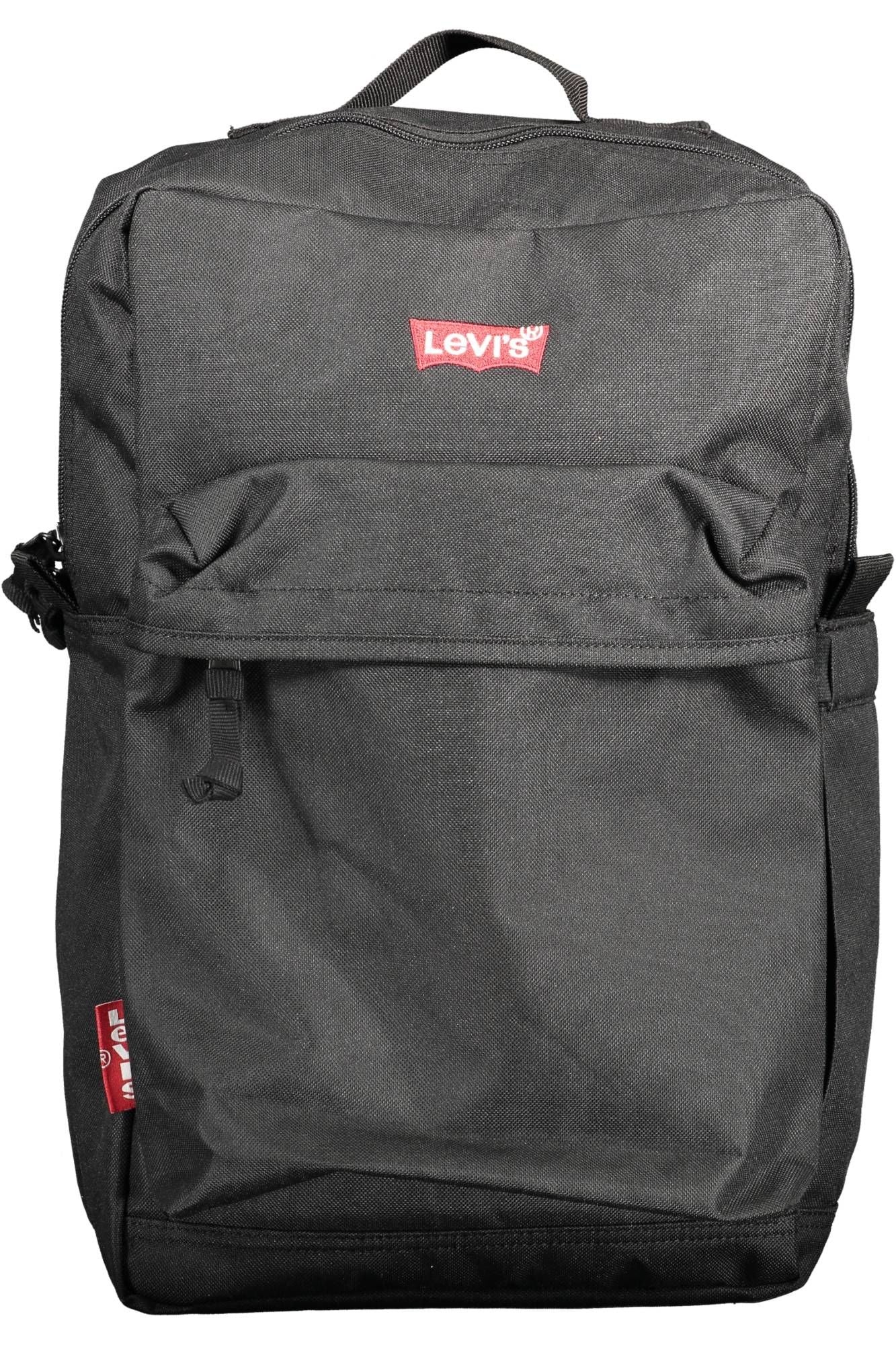 Black Polyester Men Backpack