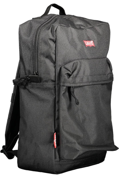 Black Polyester Men Backpack