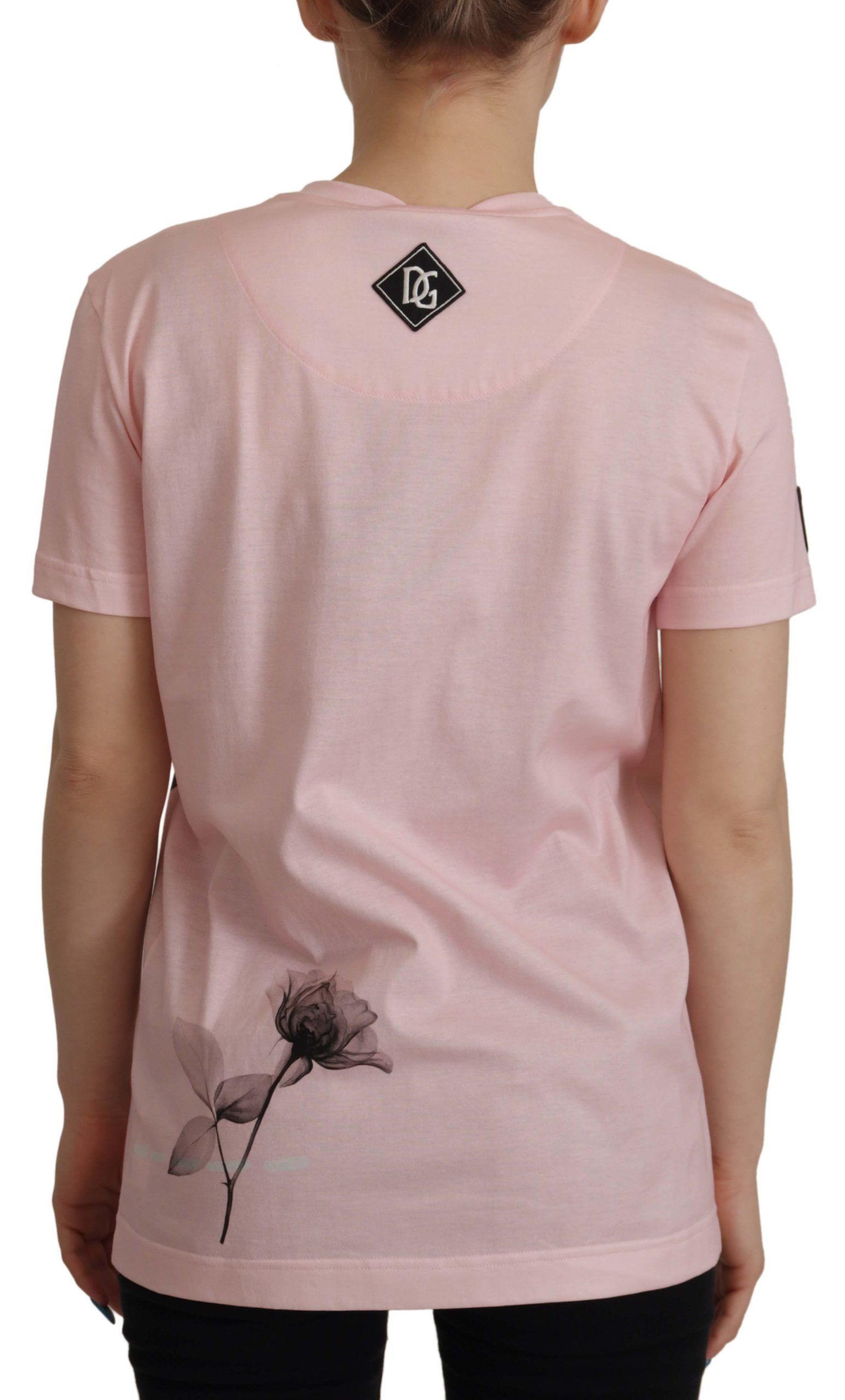 Floral Henley Cotton Tee in Pink