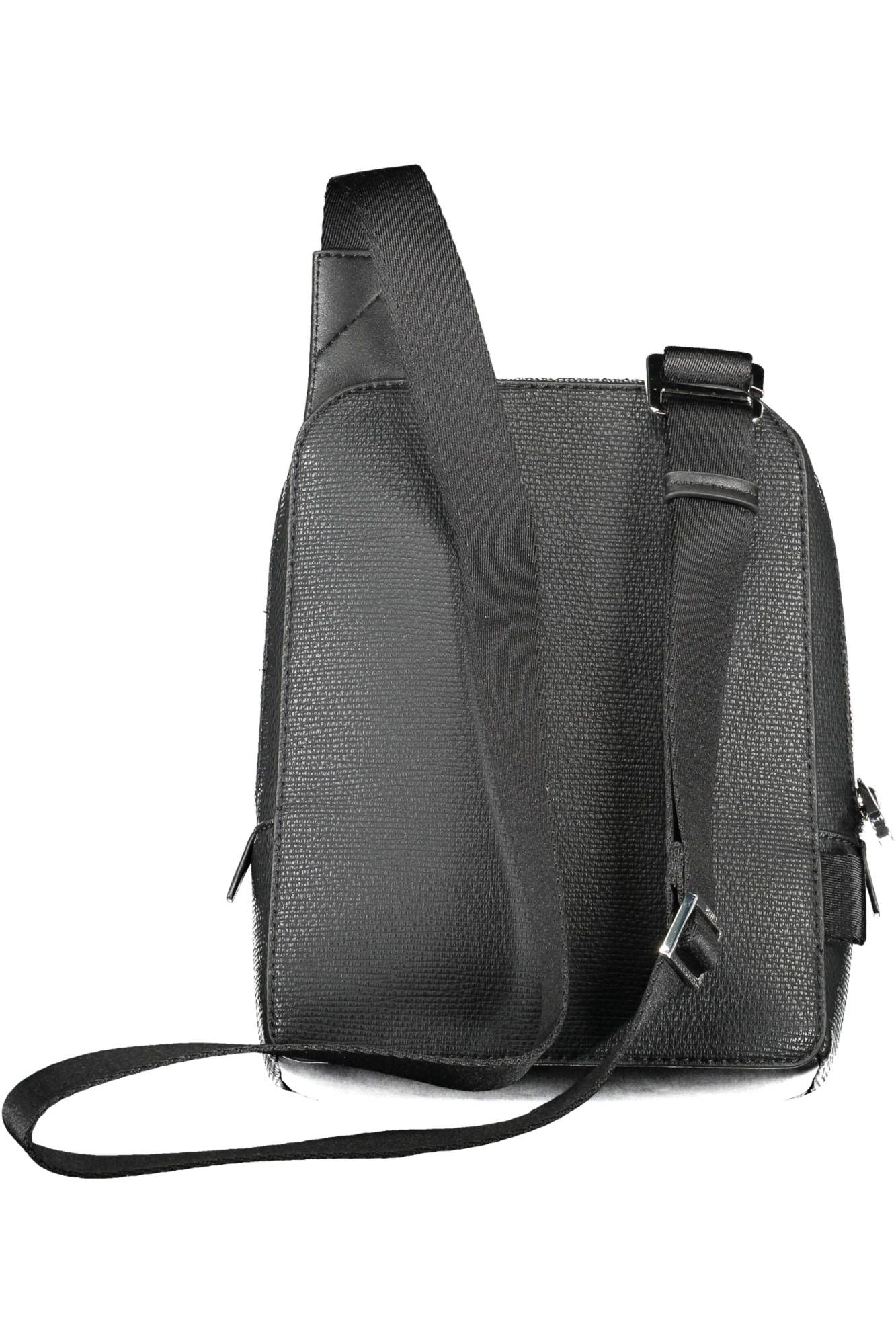 Sleek Black Shoulder Bag with Contrasting Details