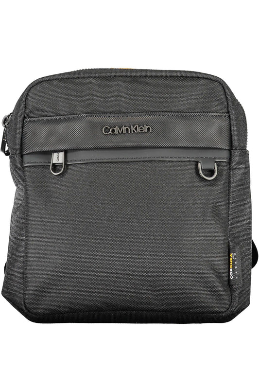 Sleek Black Recycled Polyester Shoulder Bag