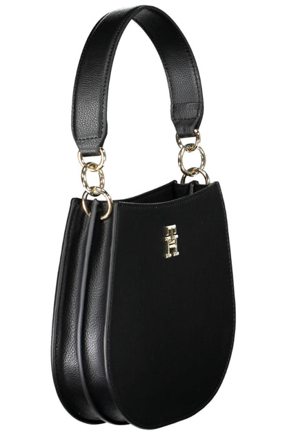 Elegant Black Handbag with Contrasting Details