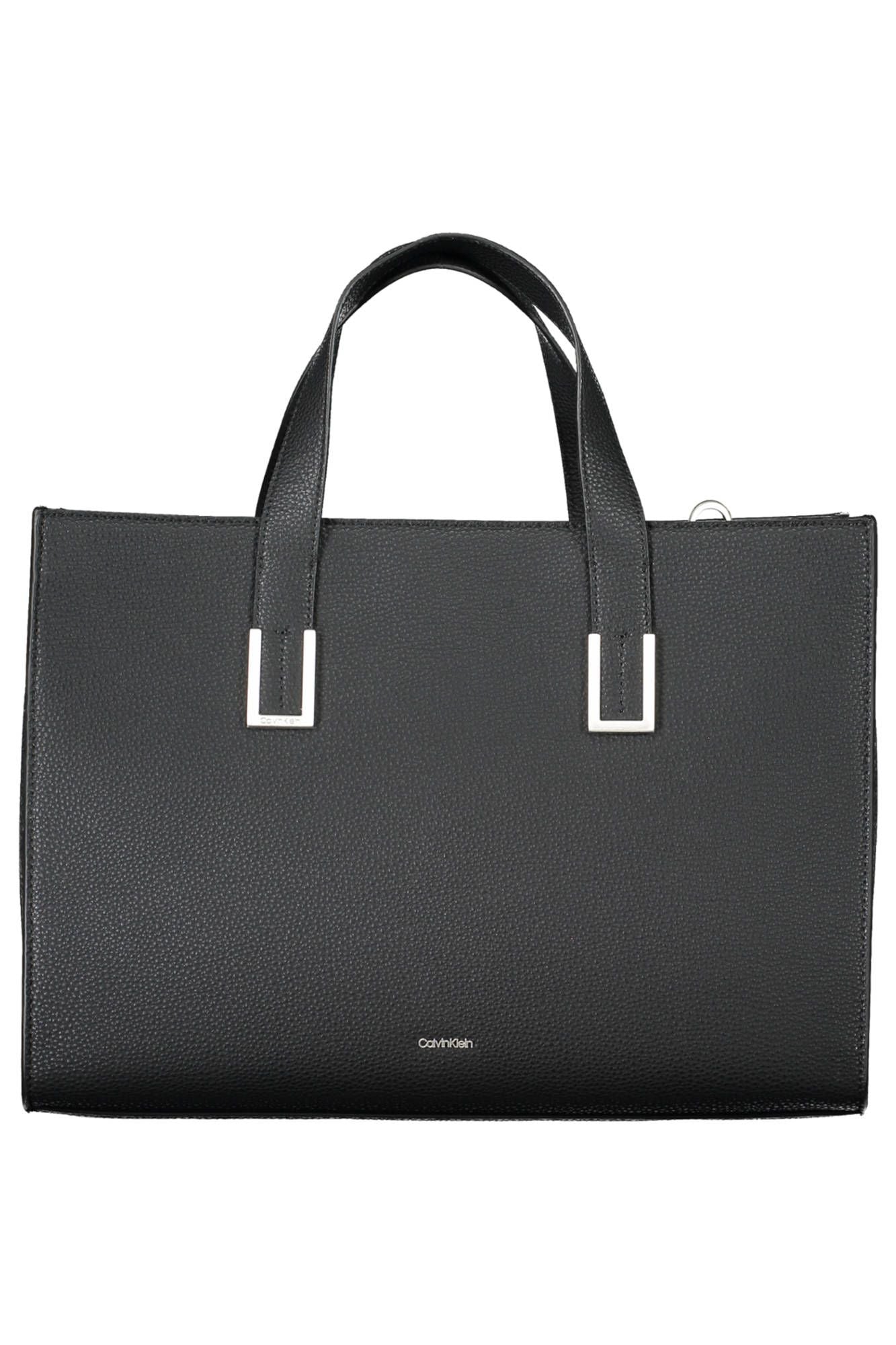 Elegant Two-Handled Black Handbag with Logo